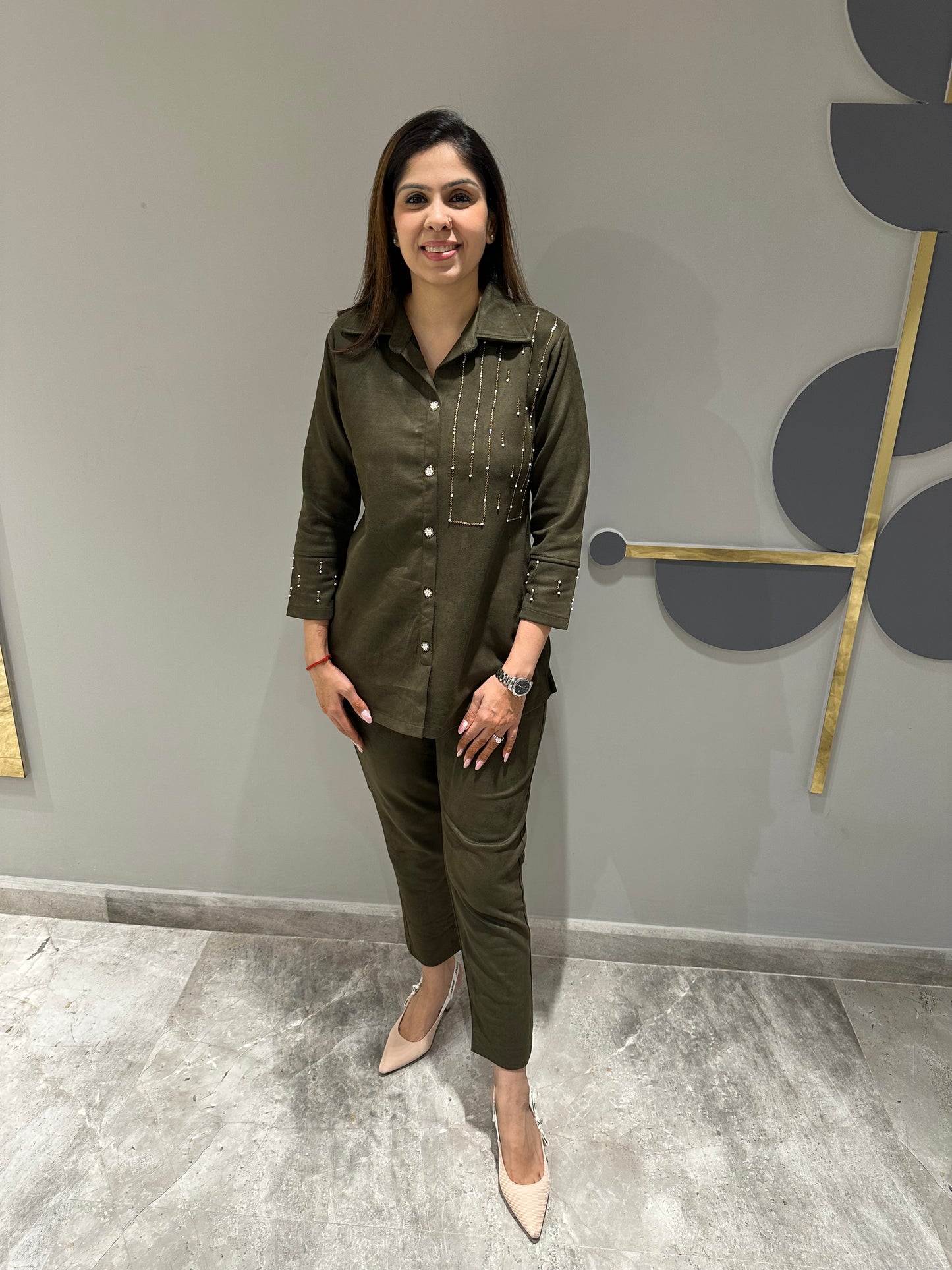 Olive suede
